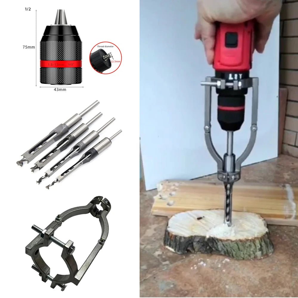 Square Hole Drill Woodworking Drill Tools Auger Mortising Chisel Drill Set DIY Furniture Square Woodworking Drill - Avero