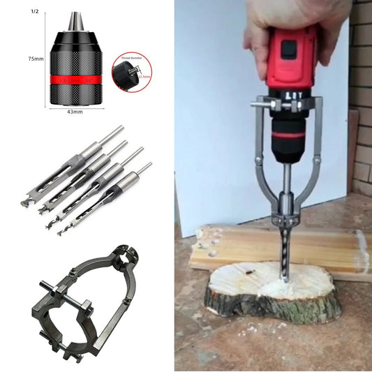 Square Hole Drill Woodworking Drill Tools Auger Mortising Chisel Drill Set DIY Furniture Square Woodworking Drill - Avero