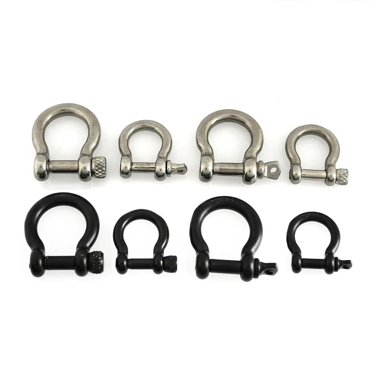 Stainless Steel Bow Shape Shackle Carabiner D Ring Fob Key Ring Keychain Hook for Camping Hiking Screw Joint Connector Buckle - Avero