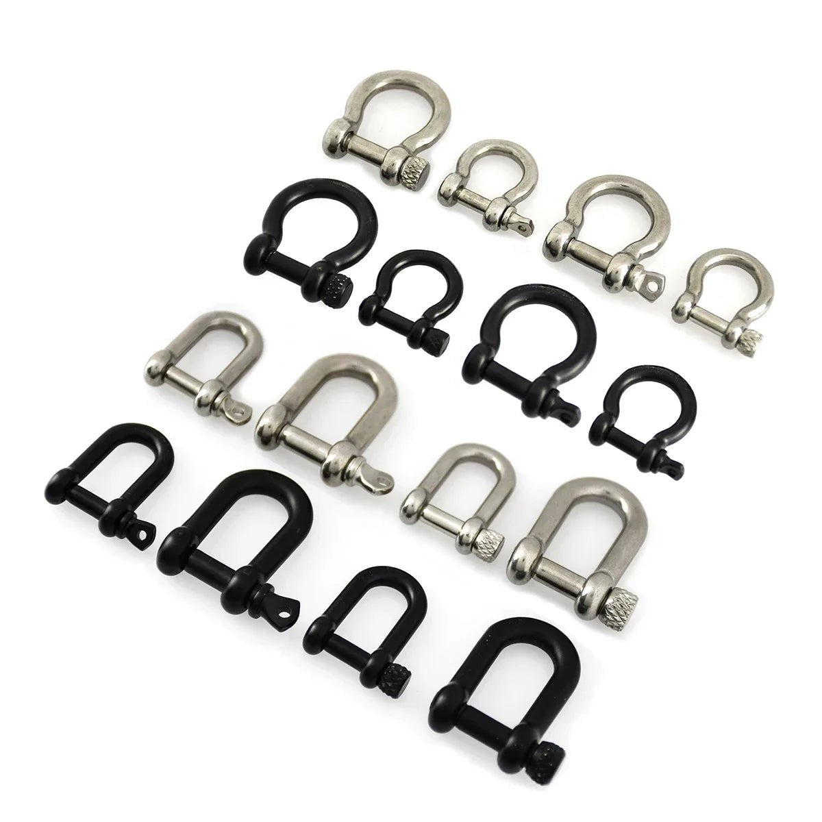 Stainless Steel Bow Shape Shackle Carabiner D Ring Fob Key Ring Keychain Hook for Camping Hiking Screw Joint Connector Buckle - Avero