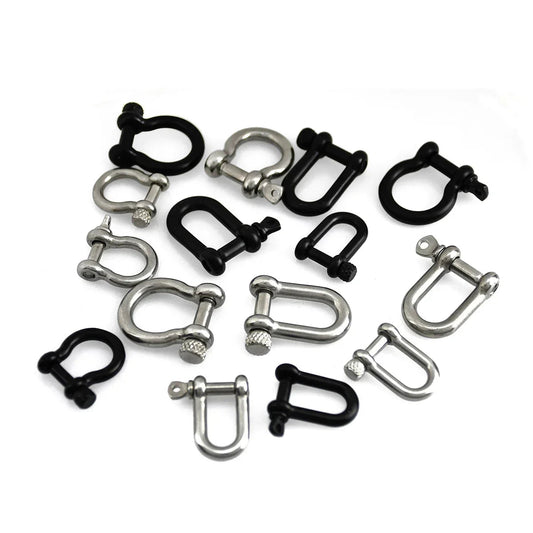 Stainless Steel Bow Shape Shackle Carabiner D Ring Fob Key Ring Keychain Hook for Camping Hiking Screw Joint Connector Buckle - Avero