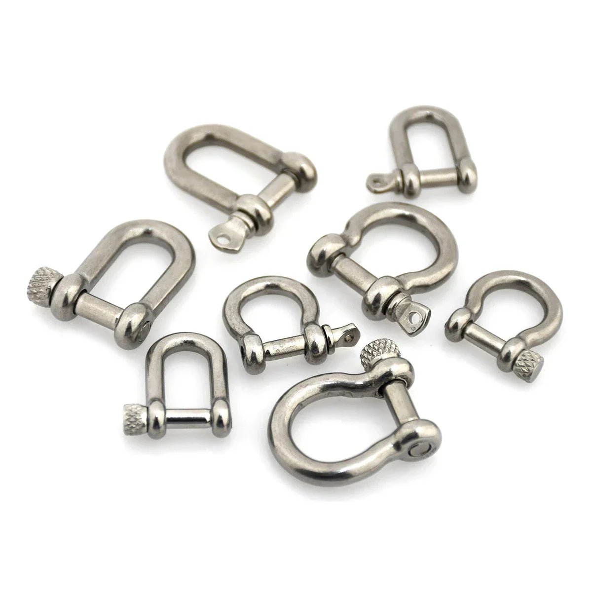 Stainless Steel Bow Shape Shackle Carabiner D Ring Fob Key Ring Keychain Hook for Camping Hiking Screw Joint Connector Buckle - Avero