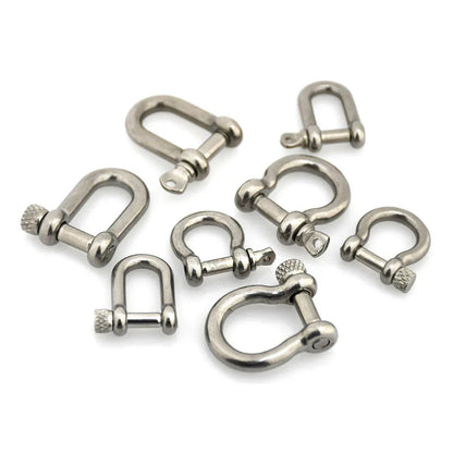 Stainless Steel Bow Shape Shackle Carabiner D Ring Fob Key Ring Keychain Hook for Camping Hiking Screw Joint Connector Buckle - Avero