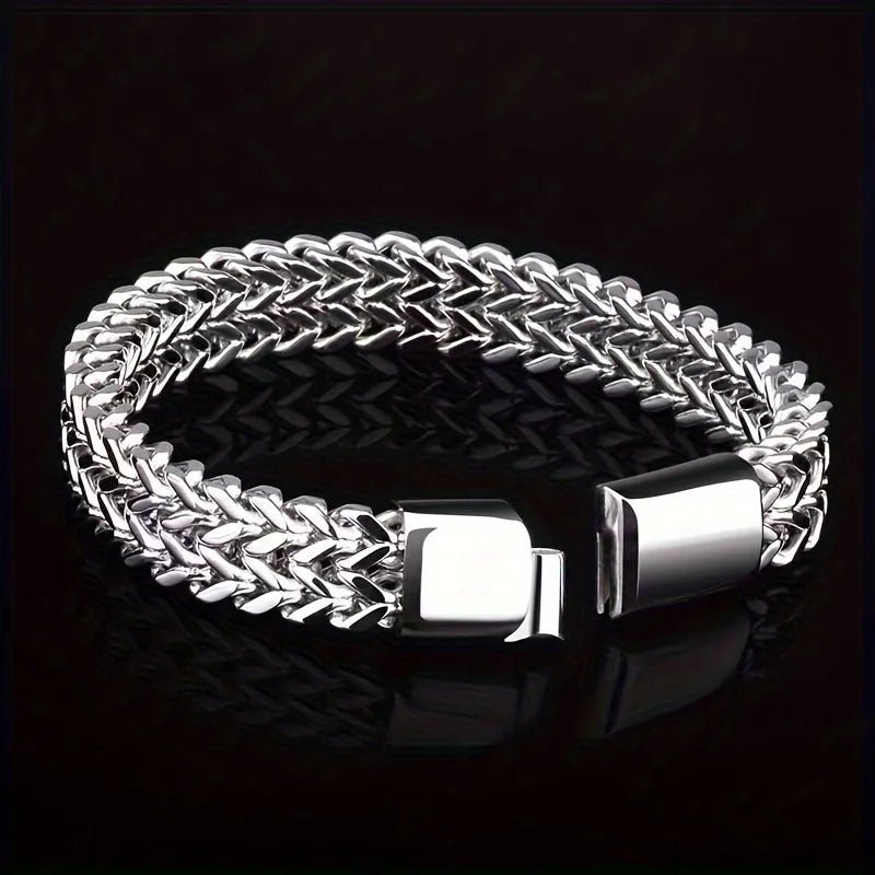Stainless Steel Braided Double Row Front and Rear Fish Scale Alloy Magnetic Buckle Bracelet with Keel Jewelry New Model - Avero