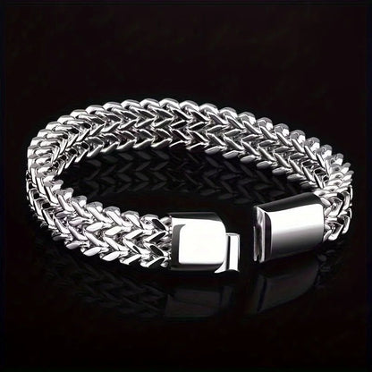 Stainless Steel Braided Double Row Front and Rear Fish Scale Alloy Magnetic Buckle Bracelet with Keel Jewelry New Model - Avero