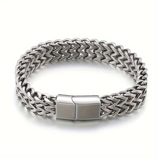 Stainless Steel Braided Double Row Front and Rear Fish Scale Alloy Magnetic Buckle Bracelet with Keel Jewelry New Model - Avero