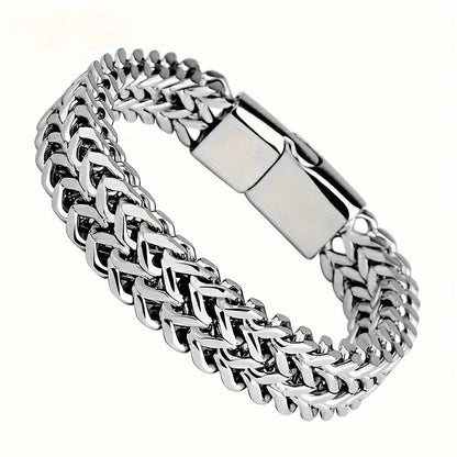 Stainless Steel Braided Double Row Front and Rear Fish Scale Alloy Magnetic Buckle Bracelet with Keel Jewelry New Model - Avero