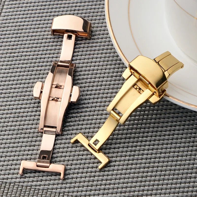 Stainless Steel Butterfly Buckle Watch Strap Button Watchband Metal Clasp 14mm 16mm 18mm 20mm 22mm - Avero