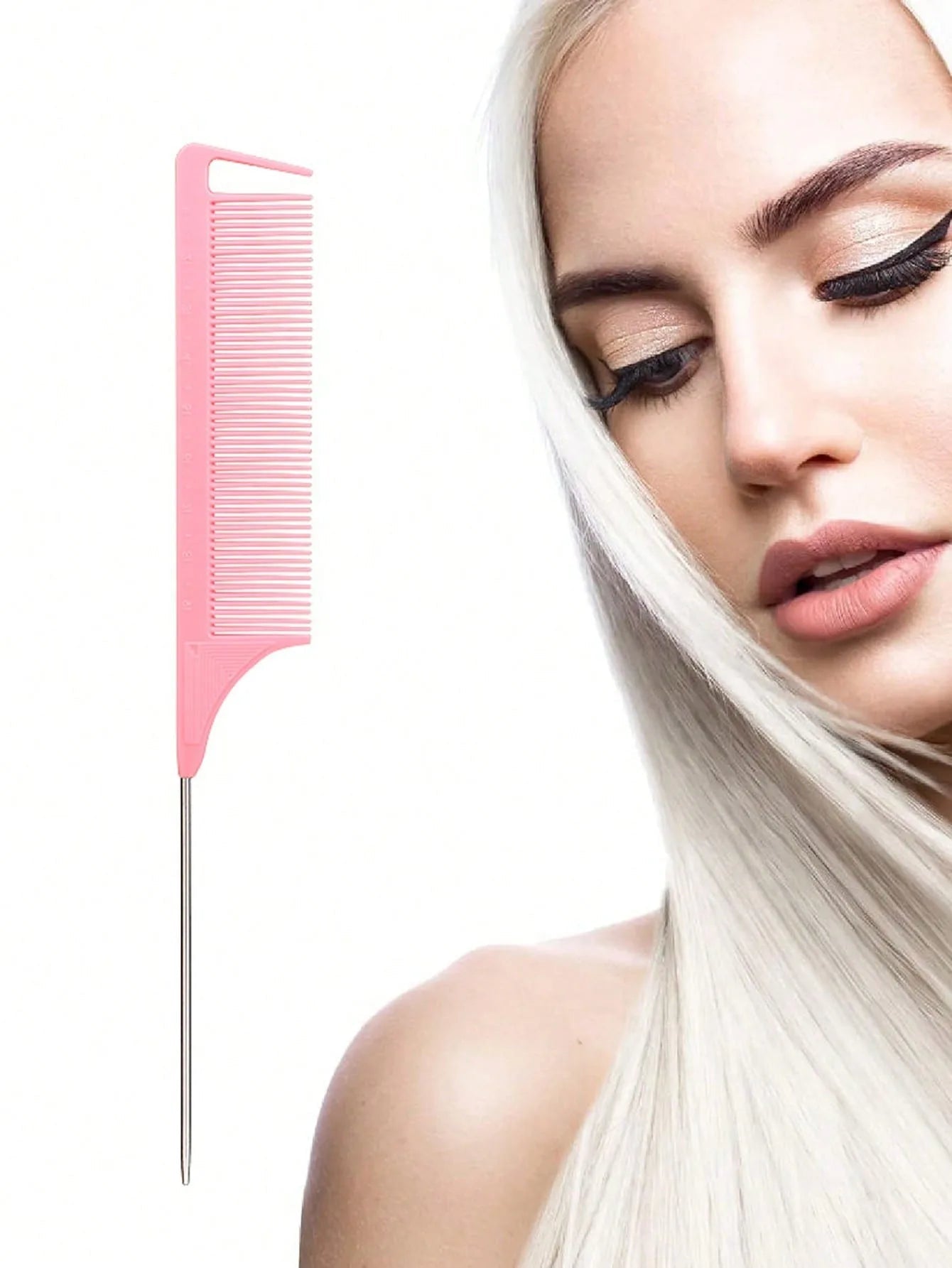 stainless steel pointed tail hair professional hair comb hair brush salon hair styling tool hair comb Special for real hair wigs - Avero