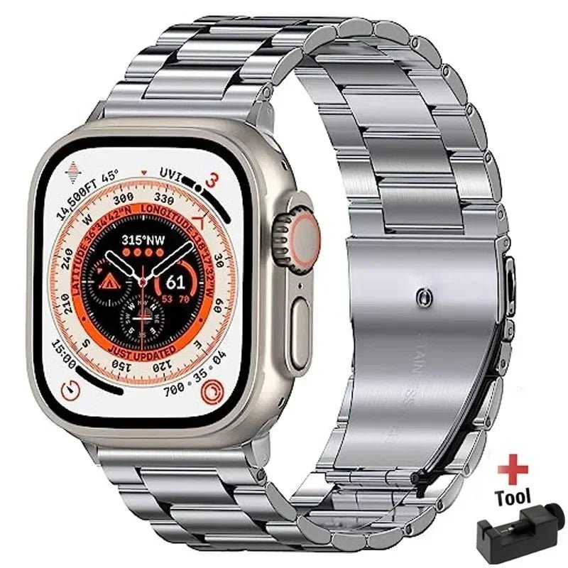 Stainless Steel Strap for Apple Watch band 44mm 45mm 38 - 42 - 40mm - 41mm Metal link Bracelet iWatch series 8 7 6 5 4 3 se Ultra 49mm - Avero