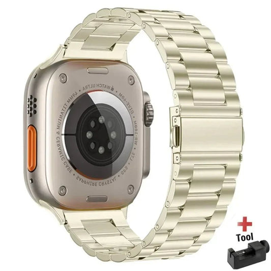 Stainless Steel Strap for Apple Watch band 44mm 45mm 38 - 42 - 40mm - 41mm Metal link Bracelet iWatch series 8 7 6 5 4 3 se Ultra 49mm - Avero