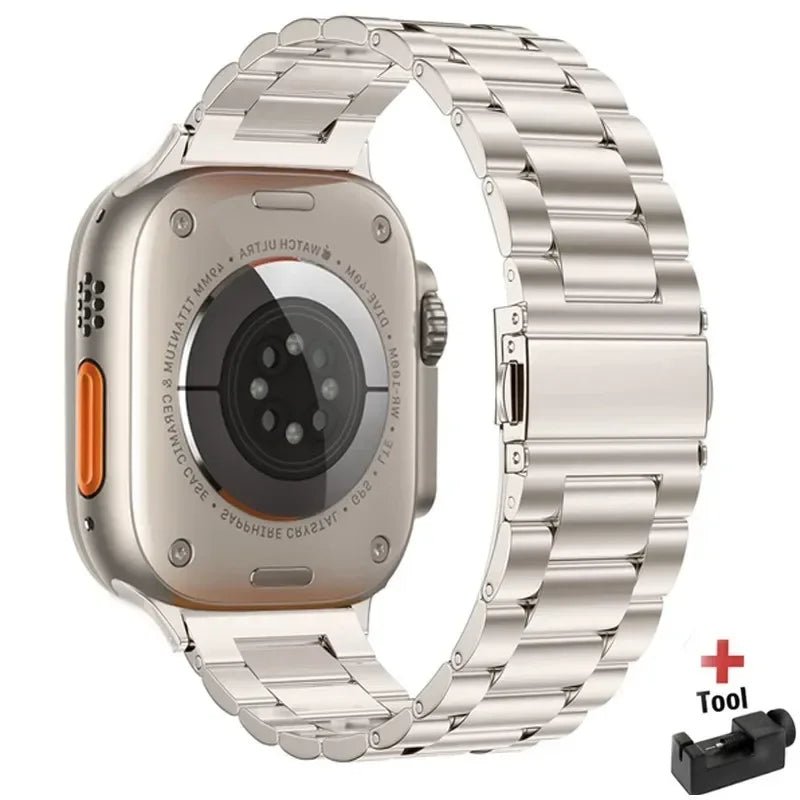 Stainless Steel Strap for Apple Watch band 44mm 45mm 38 - 42 - 40mm - 41mm Metal link Bracelet iWatch series 8 7 6 5 4 3 se Ultra 49mm - Avero