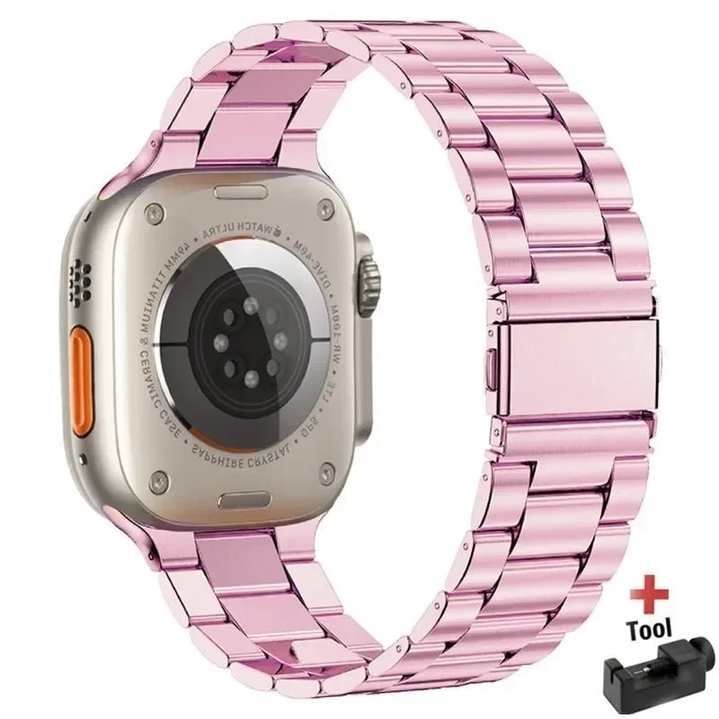 Stainless Steel Strap for Apple Watch band 44mm 45mm 38 - 42 - 40mm - 41mm Metal link Bracelet iWatch series 8 7 6 5 4 3 se Ultra 49mm - Avero