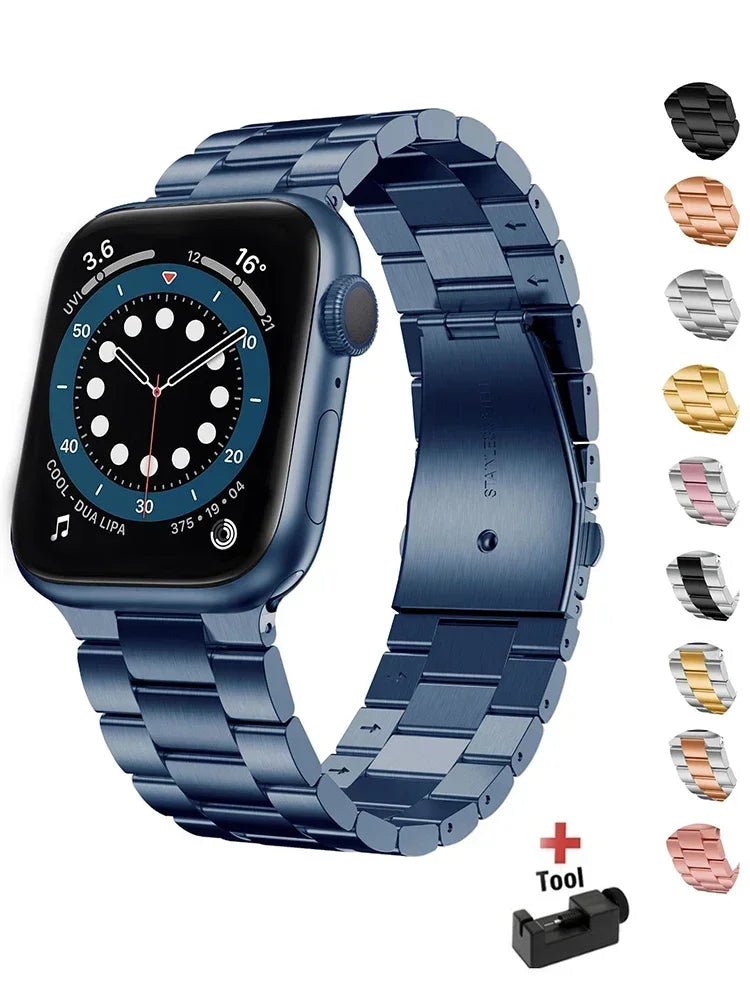 Stainless Steel Strap for Apple Watch band 44mm 45mm 38 - 42 - 40mm - 41mm Metal link Bracelet iWatch series 8 7 6 5 4 3 se Ultra 49mm - Avero
