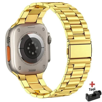 Stainless Steel Strap for Apple Watch band 44mm 45mm 38 - 42 - 40mm - 41mm Metal link Bracelet iWatch series 8 7 6 5 4 3 se Ultra 49mm - Avero