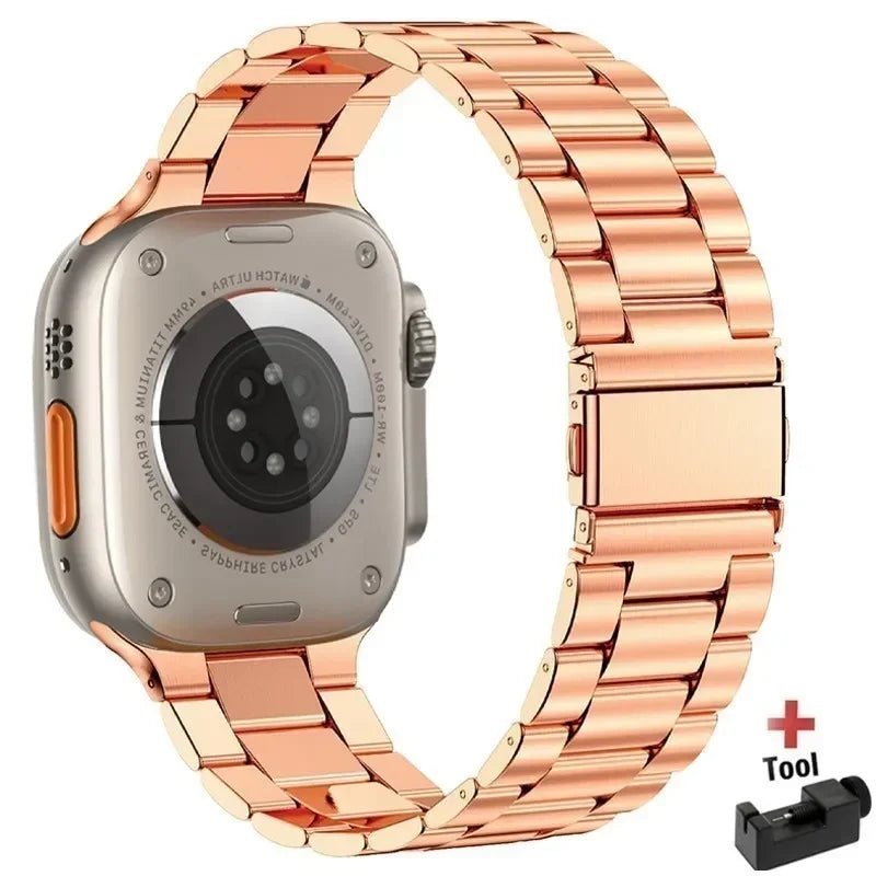 Stainless Steel Strap for Apple Watch band 44mm 45mm 38 - 42 - 40mm - 41mm Metal link Bracelet iWatch series 8 7 6 5 4 3 se Ultra 49mm - Avero