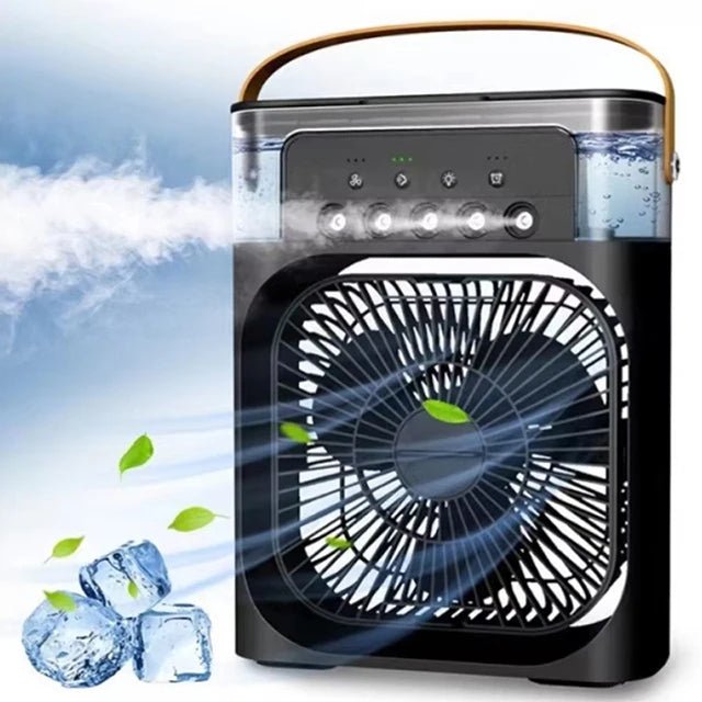 Summer Cooling Fan 3 In 1 Portable Desktop Humidifier USB Mini Air Conditioners Night Light Water Mist For Home, Office - Avero