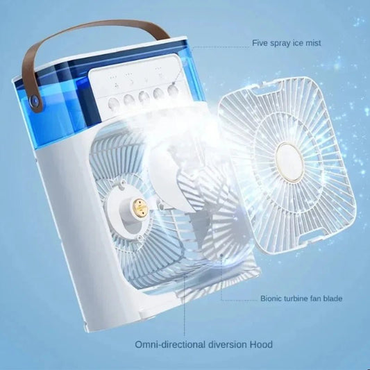 Summer Cooling Fan 3 In 1 Portable Desktop Humidifier USB Mini Air Conditioners Night Light Water Mist For Home, Office - Avero
