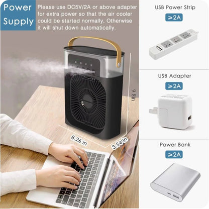 Summer Cooling Fan 3 In 1 Portable Desktop Humidifier USB Mini Air Conditioners Night Light Water Mist For Home, Office - Avero