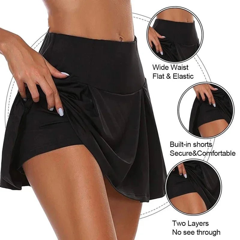Summer fashion explosion women solid color outdoor sports fitness running yoga quick dry fake two running skirts - Avero