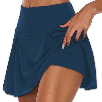 Summer fashion explosion women solid color outdoor sports fitness running yoga quick dry fake two running skirts - Avero