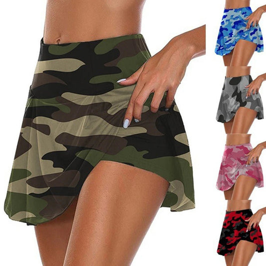 Summer fashion explosion women solid color outdoor sports fitness running yoga quick dry fake two running skirts - Avero