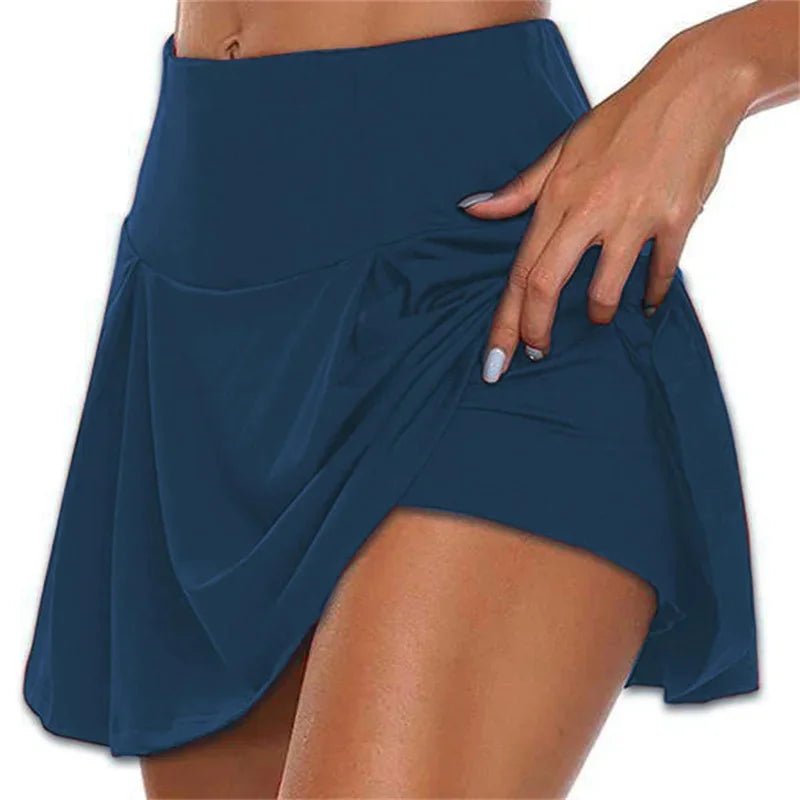 Summer fashion explosion women solid color outdoor sports fitness running yoga quick dry fake two running skirts - Avero