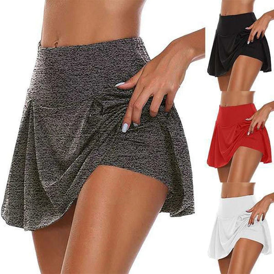 Summer fashion explosion women solid color outdoor sports fitness running yoga quick dry fake two running skirts - Avero