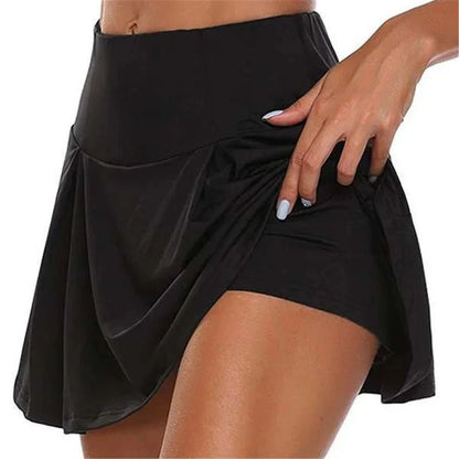 Summer fashion explosion women solid color outdoor sports fitness running yoga quick dry fake two running skirts - Avero