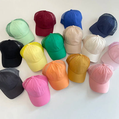 Summer Kids Baseball Cap Casual Solid Children Caps Sun Hat Boys Girls Outdoor Accessories 2 - 8Y - Avero