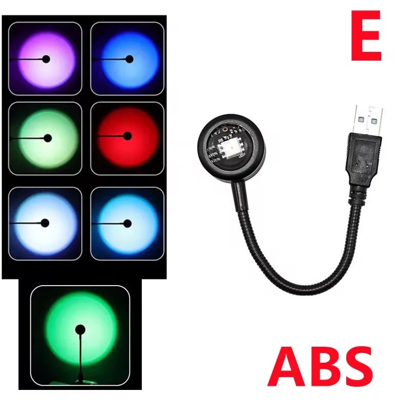 Sunset Lamp LED USB Rainbow Neon Night Light Projector Photography Wall Atmosphere Lighting for Bedroom Room Decor Gift - Avero