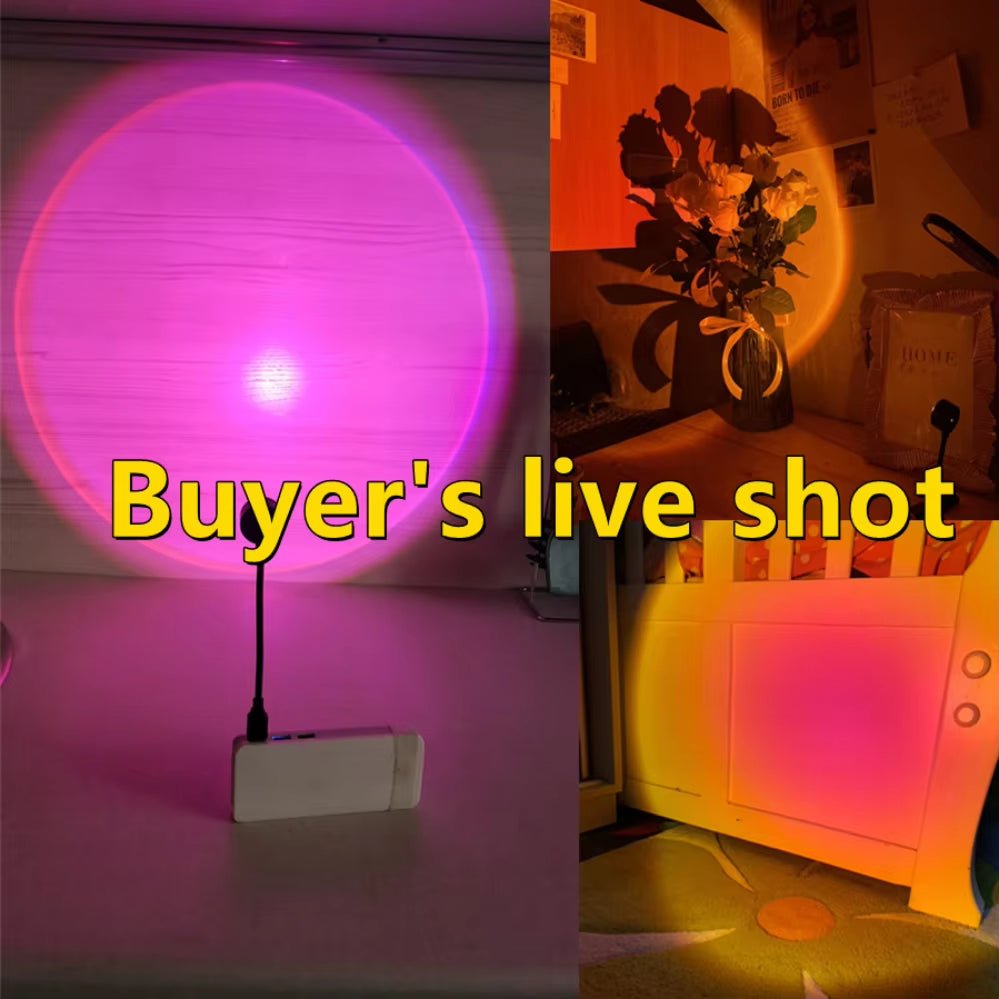 Sunset Lamp LED USB Rainbow Neon Night Light Projector Photography Wall Atmosphere Lighting for Bedroom Room Decor Gift - Avero