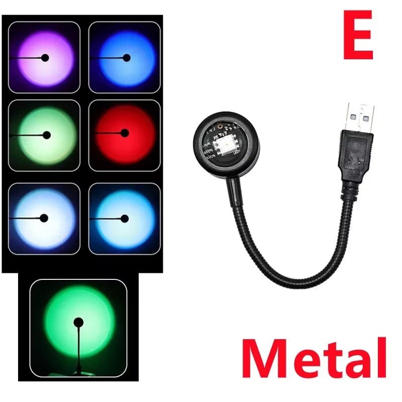 Sunset Lamp LED USB Rainbow Neon Night Light Projector Photography Wall Atmosphere Lighting for Bedroom Room Decor Gift - Avero