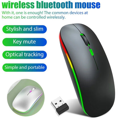 Tablet Phone Computer Bluetooth Wireless Mouse Charging Luminous 2.4G USB Wireless Mouse Portable Mouse - Avero