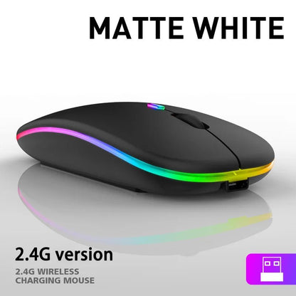Tablet Phone Computer Bluetooth Wireless Mouse Charging Luminous 2.4G USB Wireless Mouse Portable Mouse - Avero