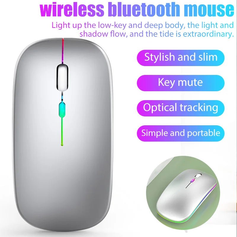 Tablet Phone Computer Bluetooth Wireless Mouse Charging Luminous 2.4G USB Wireless Mouse Portable Mouse - Avero