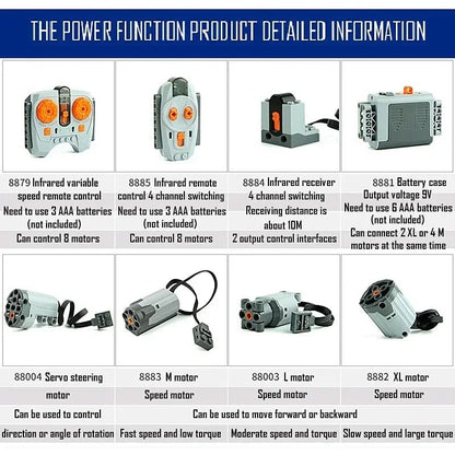 Technical Blocks Motor High - Tech Parts Parts Blocks PF Train Motor 8883 84 85 88004 L XL Servo Motor Technik RC Receiver Battery - Avero