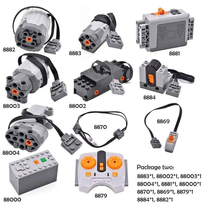 Technical Blocks Motor High - Tech Parts Parts Blocks PF Train Motor 8883 84 85 88004 L XL Servo Motor Technik RC Receiver Battery - Avero