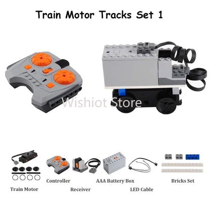 Technical Parts Train Motor 88002 MOC Pack Power Functions Battery Box Tracks Top Base Plate for Legoeds EV3 91994 74784 2871 - Avero