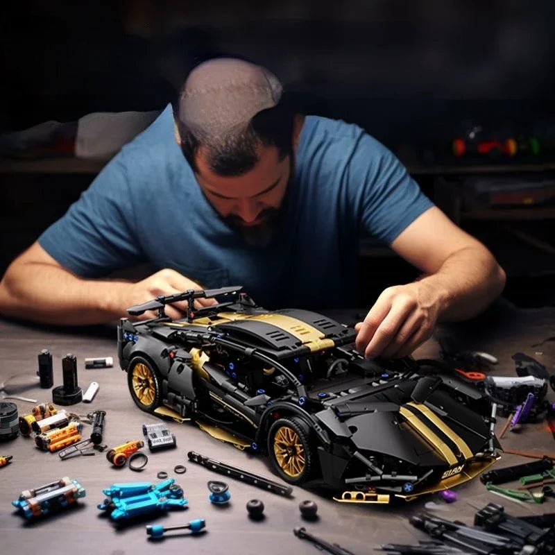 Technical Racing Sport Car Model Building Blocks technic adults 1:14 DIY Supercar Brick Puzzle Toys Kid Adult Gift（1280+granule） - Avero
