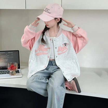 Teenage Girls Casual Baseball - Uniform Coat Loose Style Kids Spring Autumn Sporty Jacket Children New Arrival Sports Costume - Avero