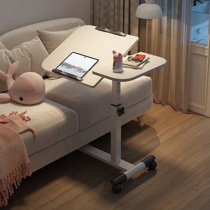 Tilting Overbed Table with Wheels, Height Adjustable Bedside Desk, 2 Tilting Desktops, Mobile Laptop Table Stand Desk - Avero