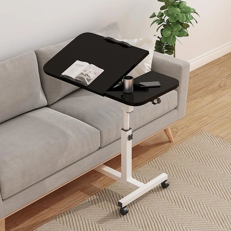 Tilting Overbed Table with Wheels, Height Adjustable Bedside Desk, 2 Tilting Desktops, Mobile Laptop Table Stand Desk - Avero