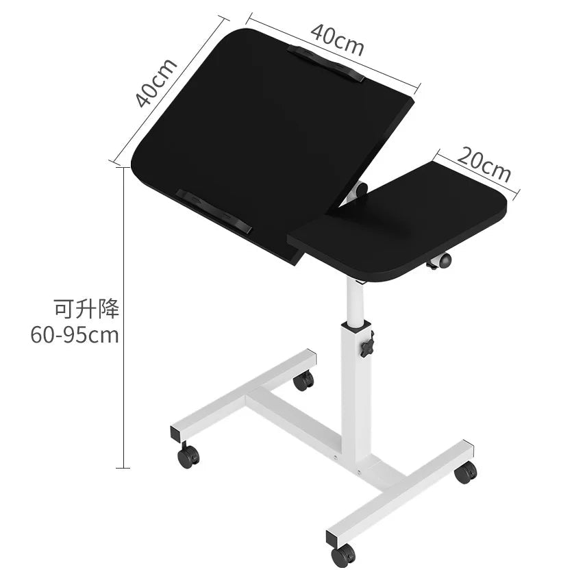 Tilting Overbed Table with Wheels, Height Adjustable Bedside Desk, 2 Tilting Desktops, Mobile Laptop Table Stand Desk - Avero