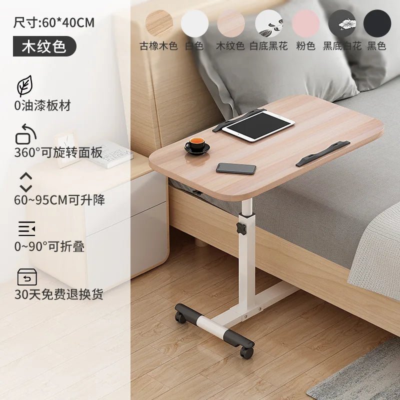 Tilting Overbed Table with Wheels, Height Adjustable Bedside Desk, 2 Tilting Desktops, Mobile Laptop Table Stand Desk - Avero