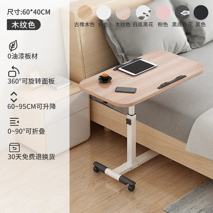 Tilting Overbed Table with Wheels, Height Adjustable Bedside Desk, 2 Tilting Desktops, Mobile Laptop Table Stand Desk - Avero