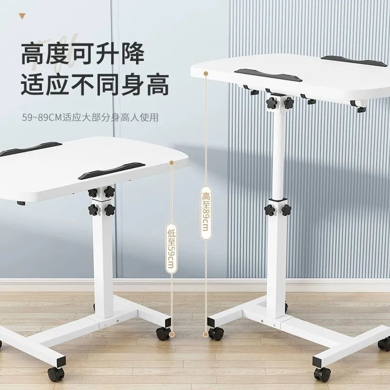 Tilting Overbed Table with Wheels, Height Adjustable Bedside Desk, 2 Tilting Desktops, Mobile Laptop Table Stand Desk - Avero