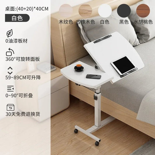 Tilting Overbed Table with Wheels, Height Adjustable Bedside Desk, 2 Tilting Desktops, Mobile Laptop Table Stand Desk - Avero