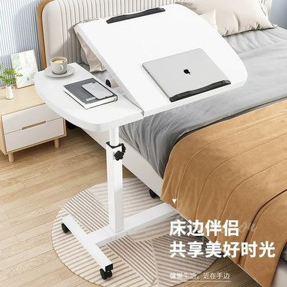 Tilting Overbed Table with Wheels, Height Adjustable Bedside Desk, 2 Tilting Desktops, Mobile Laptop Table Stand Desk - Avero