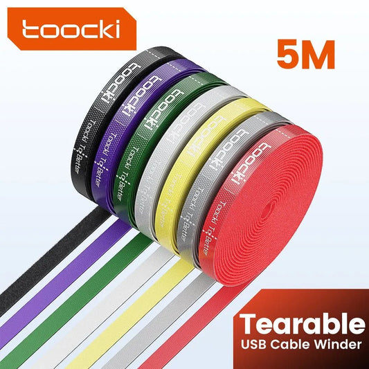 Toocki 5m Organizer Cable Management Tearable Organizador Cables 10mm Width Winder Ties Phone Accessories Wire Cord Organizer - Avero